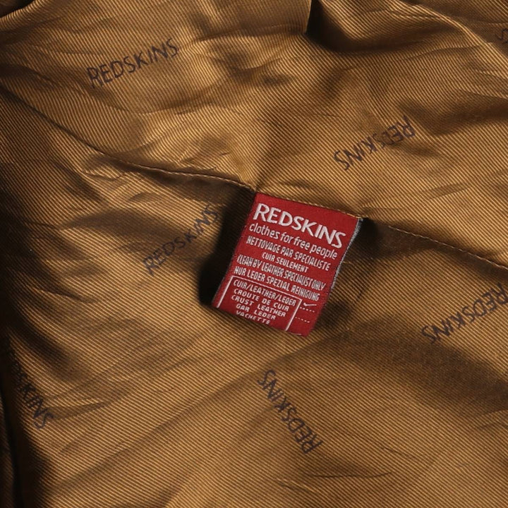 REDSKINS Leather Sports Jacket, Men's Size L (approx.) genuine leather black type Vintage Second Hand