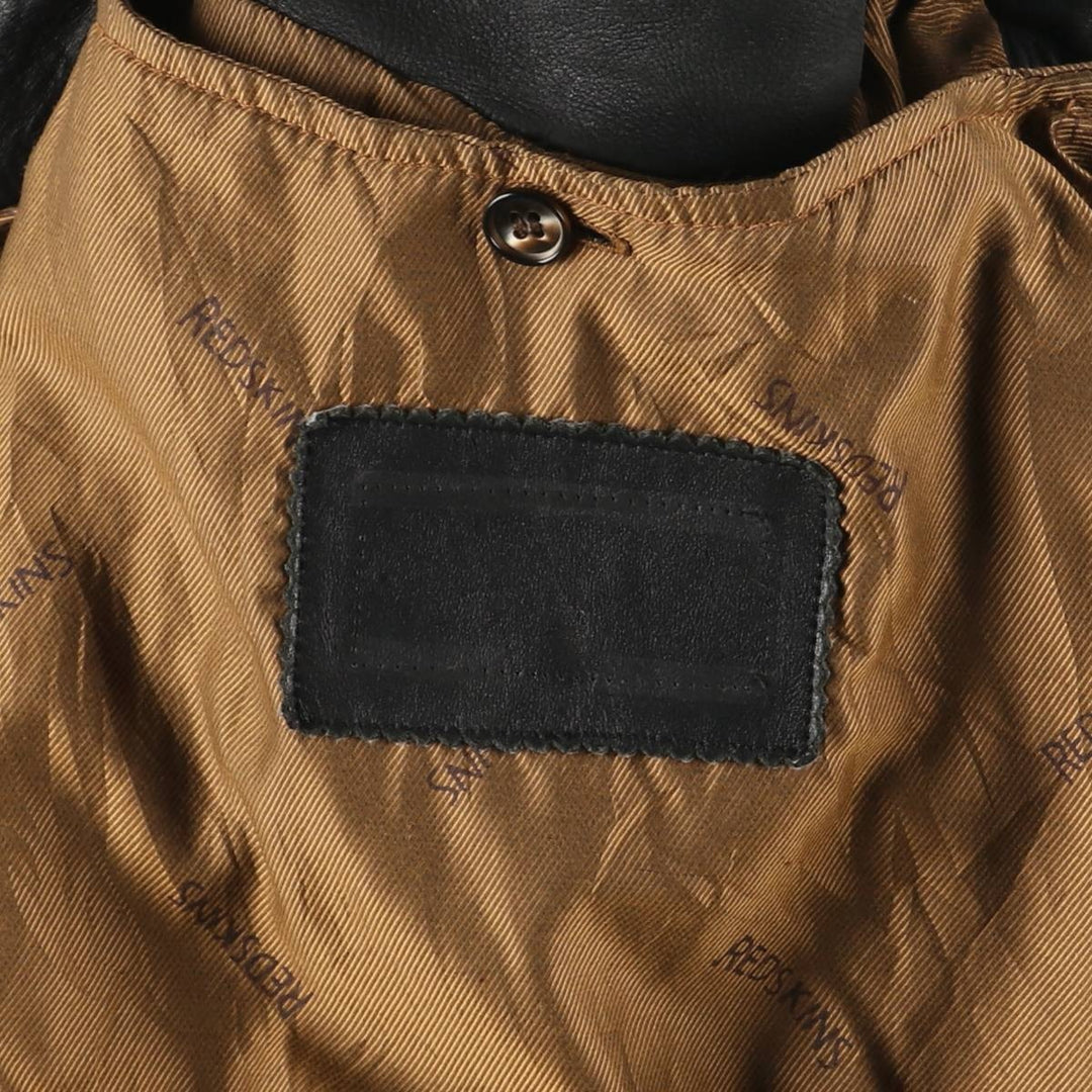 REDSKINS Leather Sports Jacket, Men's Size L (approx.) genuine leather black type Vintage Second Hand
