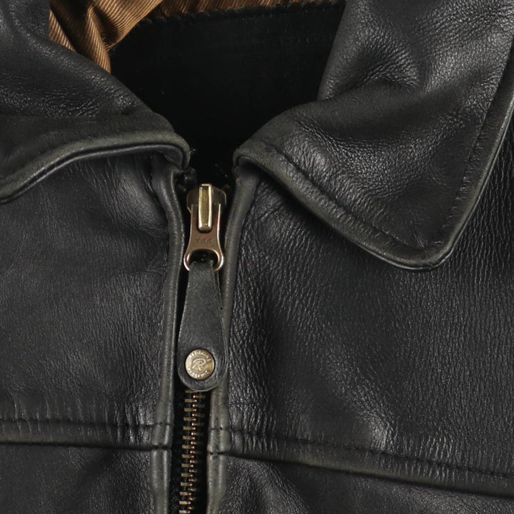 REDSKINS Leather Sports Jacket, Men's Size L (approx.) genuine leather black type Vintage Second Hand