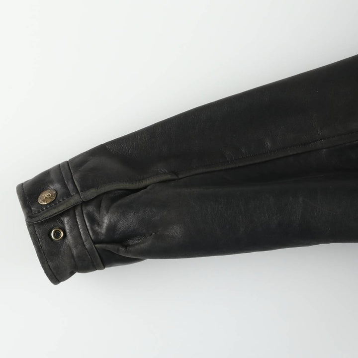 REDSKINS Leather Sports Jacket, Men's Size L (approx.) genuine leather black type Vintage Second Hand