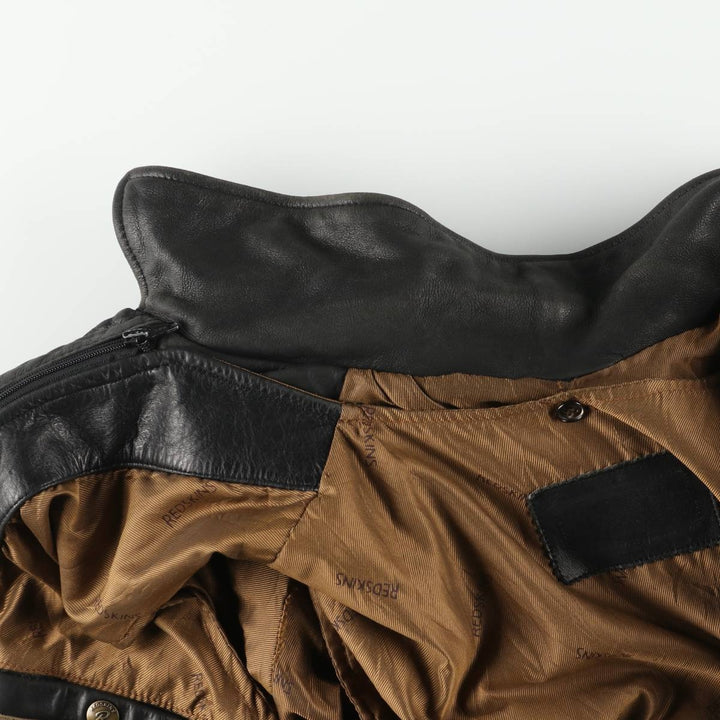 REDSKINS Leather Sports Jacket, Men's Size L (approx.) genuine leather black type Vintage Second Hand