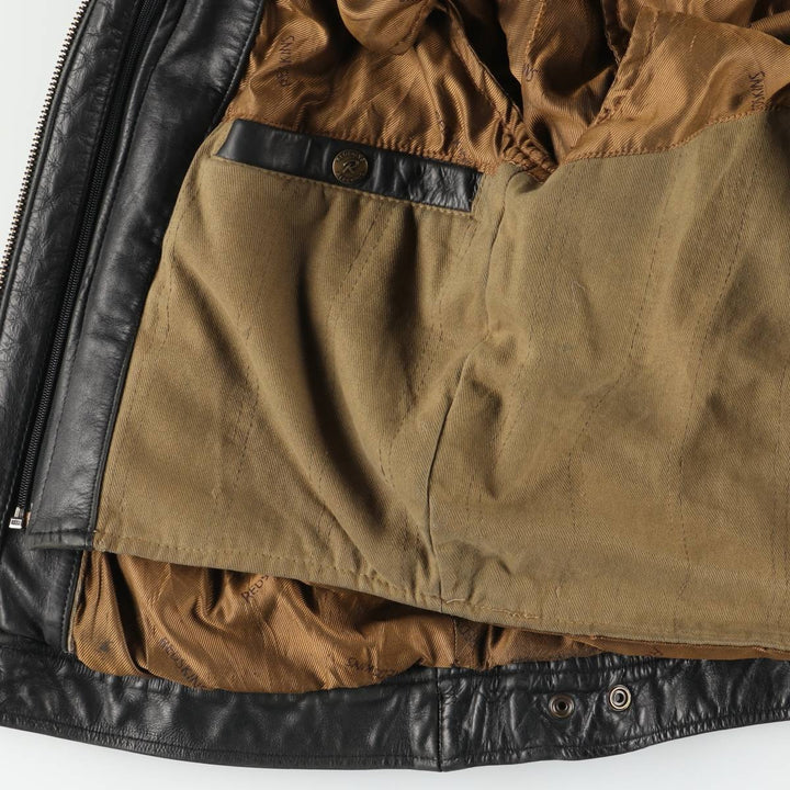 REDSKINS Leather Sports Jacket, Men's Size L (approx.) genuine leather black type Vintage Second Hand