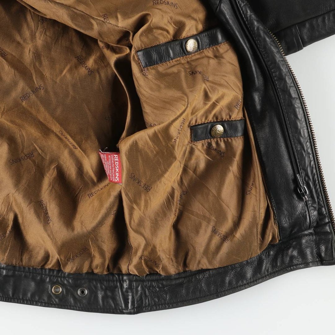REDSKINS Leather Sports Jacket, Men's Size L (approx.) genuine leather black type Vintage Second Hand