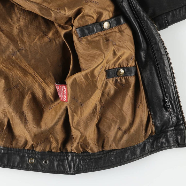 REDSKINS Leather Sports Jacket, Men's Size L (approx.) genuine leather black type Vintage Second Hand