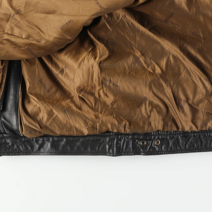 REDSKINS Leather Sports Jacket, Men's Size L (approx.) genuine leather black type Vintage Second Hand
