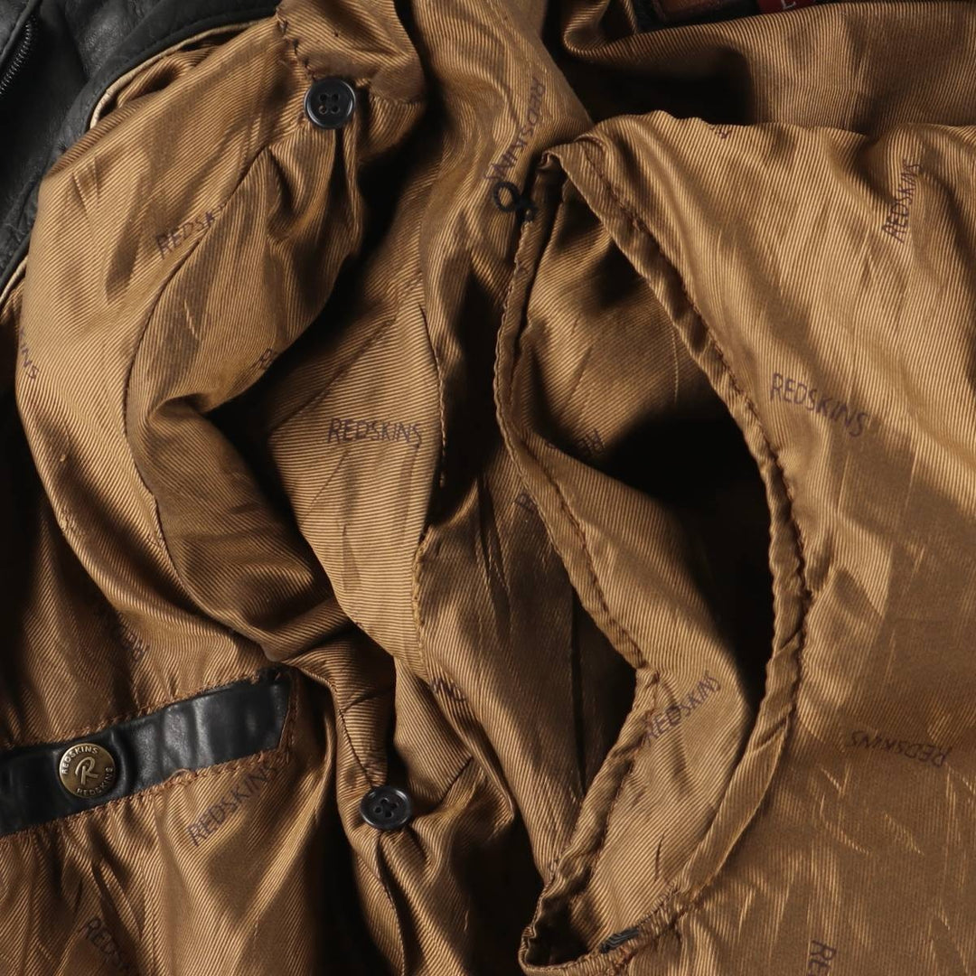 REDSKINS Leather Sports Jacket, Men's Size L (approx.) genuine leather black type Vintage Second Hand