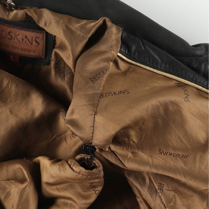 REDSKINS Leather Sports Jacket, Men's Size L (approx.) genuine leather black type Vintage Second Hand