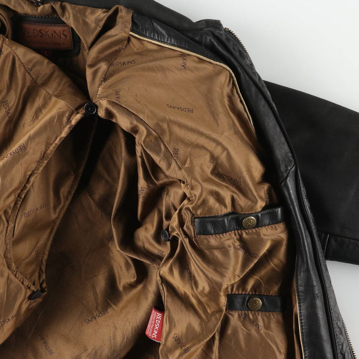 REDSKINS Leather Sports Jacket, Men's Size L (approx.) genuine leather black type Vintage Second Hand