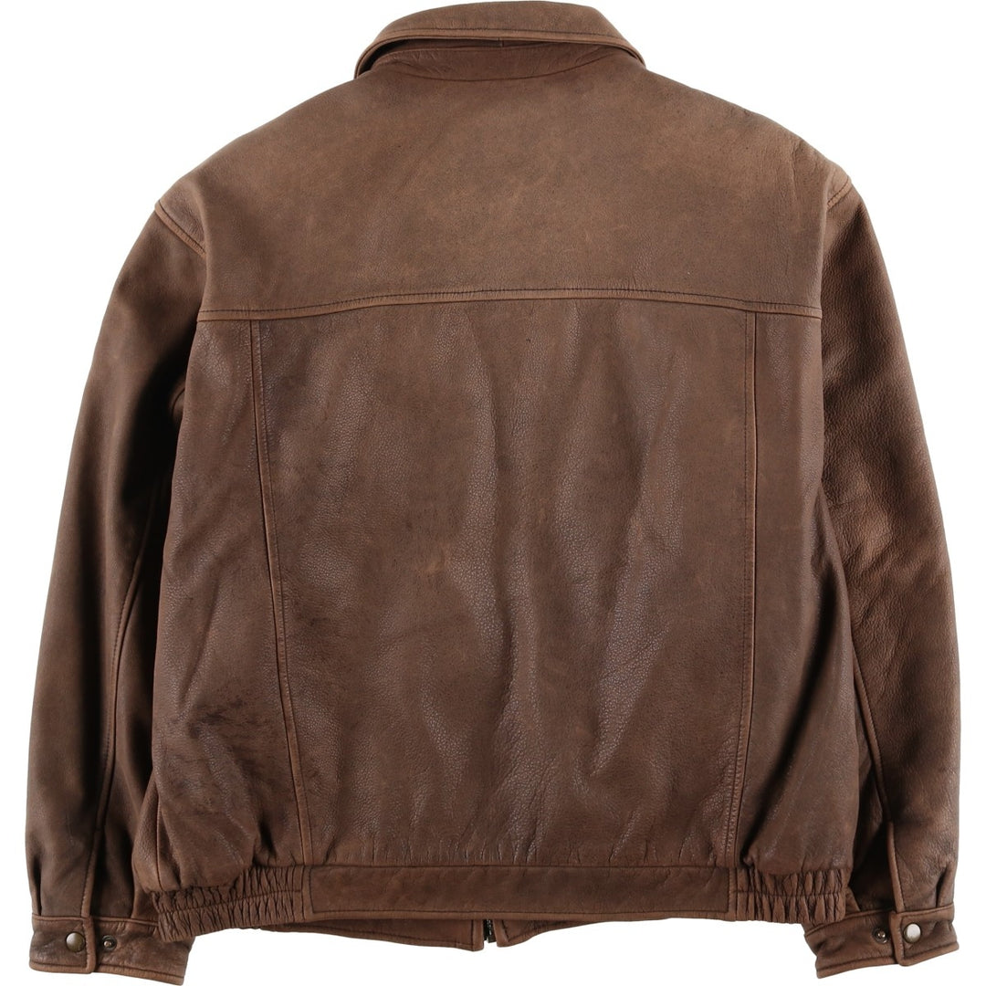 Craft and Barrow CROFT AND BARROW Swing Top Padded Leather Blouson, Men's Size L genuine leather brown type Vintage Second Hand