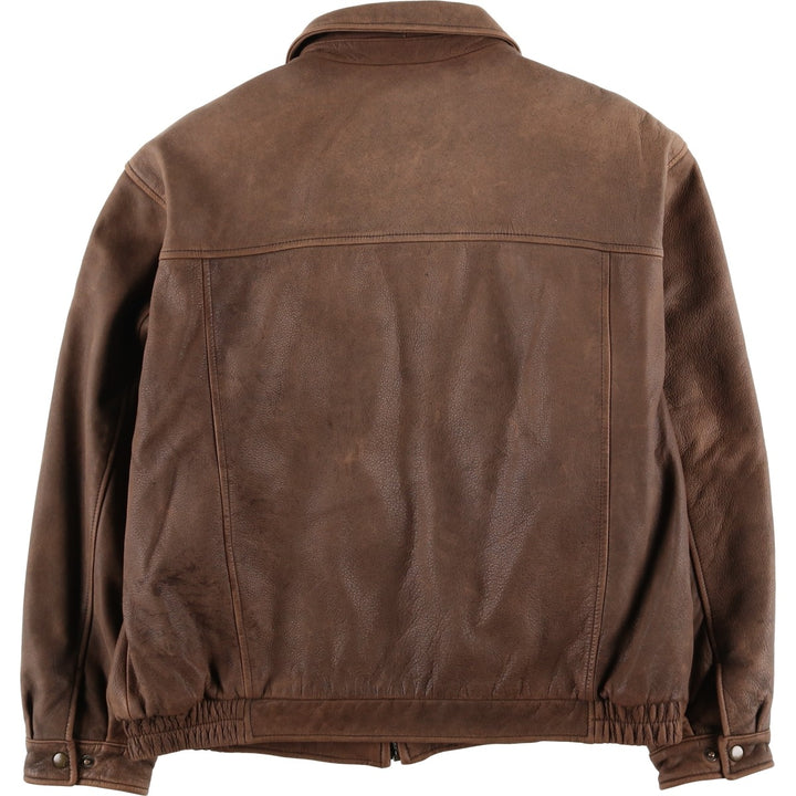 Craft and Barrow CROFT AND BARROW Swing Top Padded Leather Blouson, Men's Size L genuine leather brown type Vintage Second Hand