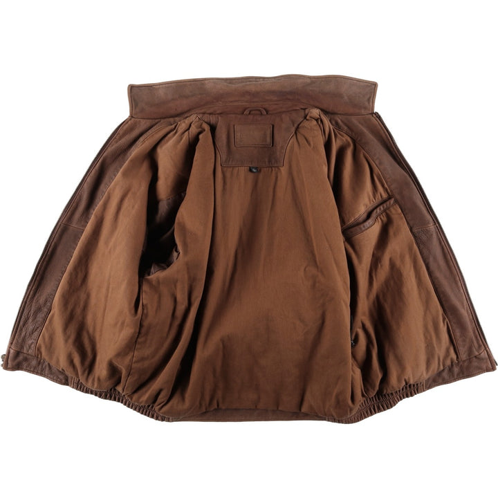 Craft and Barrow CROFT AND BARROW Swing Top Padded Leather Blouson, Men's Size L genuine leather brown type Vintage Second Hand