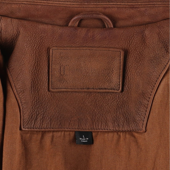 Craft and Barrow CROFT AND BARROW Swing Top Padded Leather Blouson, Men's Size L genuine leather brown type Vintage Second Hand
