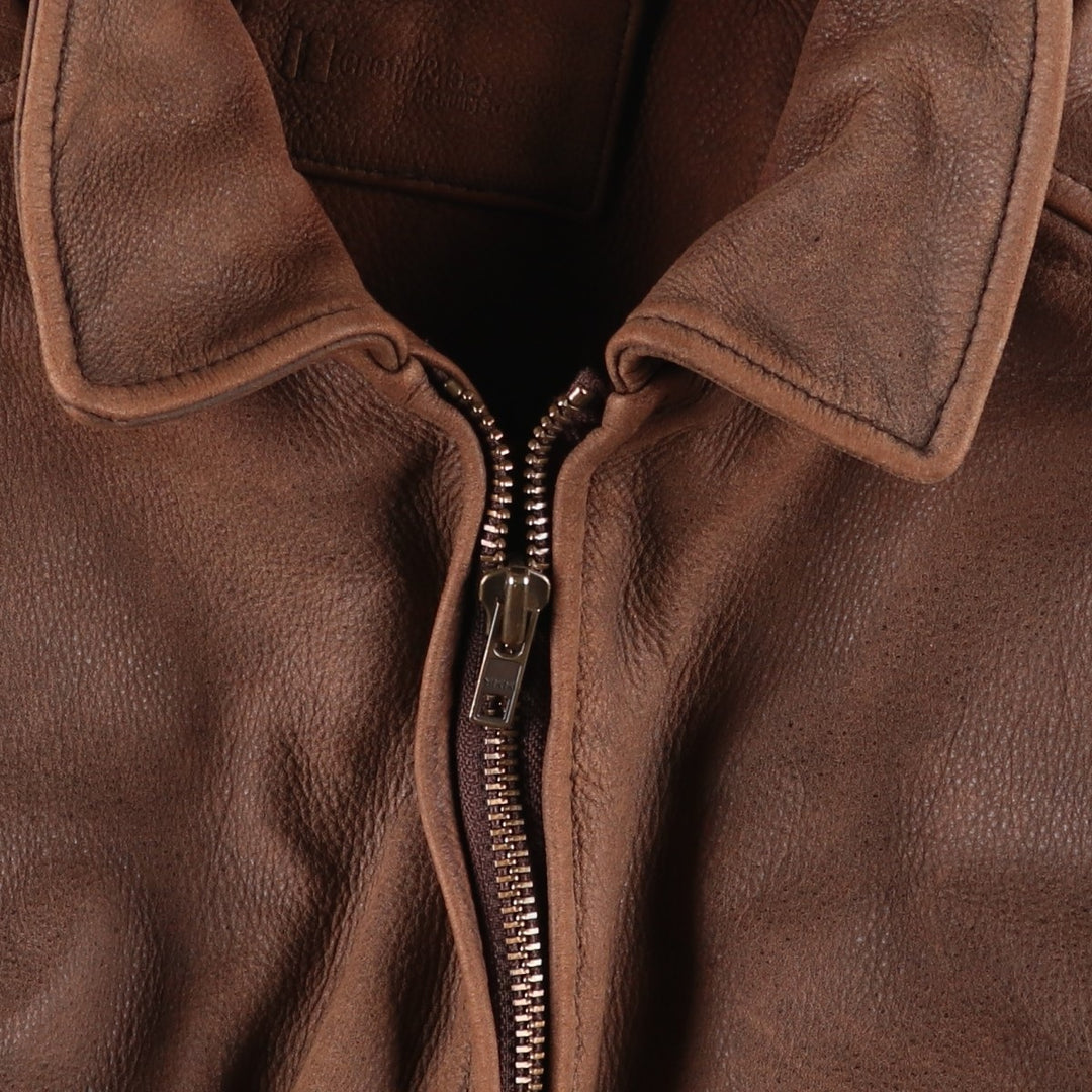 Craft and Barrow CROFT AND BARROW Swing Top Padded Leather Blouson, Men's Size L genuine leather brown type Vintage Second Hand