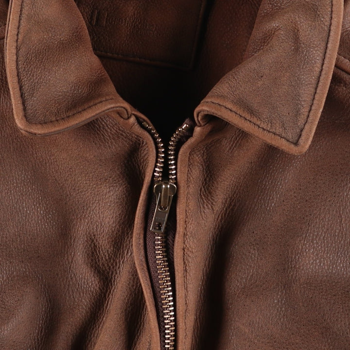 Craft and Barrow CROFT AND BARROW Swing Top Padded Leather Blouson, Men's Size L genuine leather brown type Vintage Second Hand