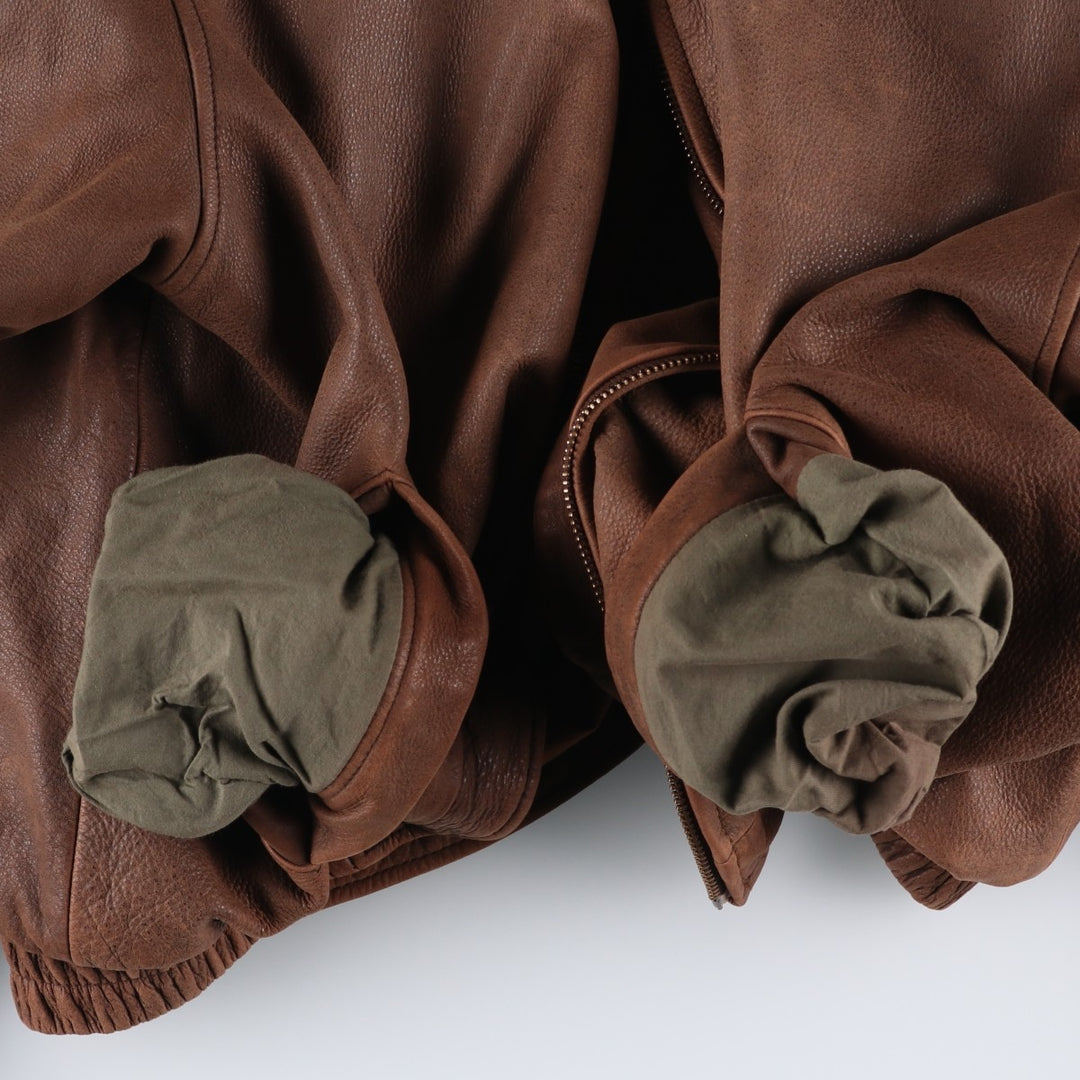 Craft and Barrow CROFT AND BARROW Swing Top Padded Leather Blouson, Men's Size L genuine leather brown type Vintage Second Hand
