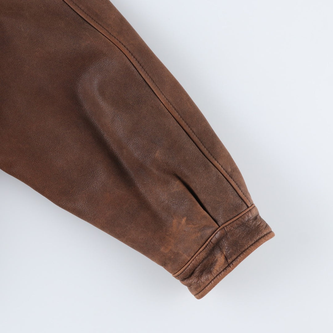 Craft and Barrow CROFT AND BARROW Swing Top Padded Leather Blouson, Men's Size L genuine leather brown type Vintage Second Hand