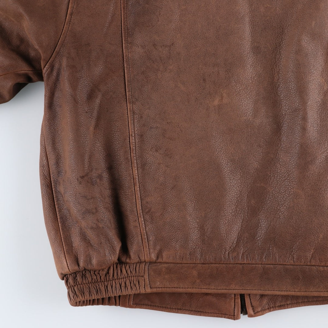 Craft and Barrow CROFT AND BARROW Swing Top Padded Leather Blouson, Men's Size L genuine leather brown type Vintage Second Hand