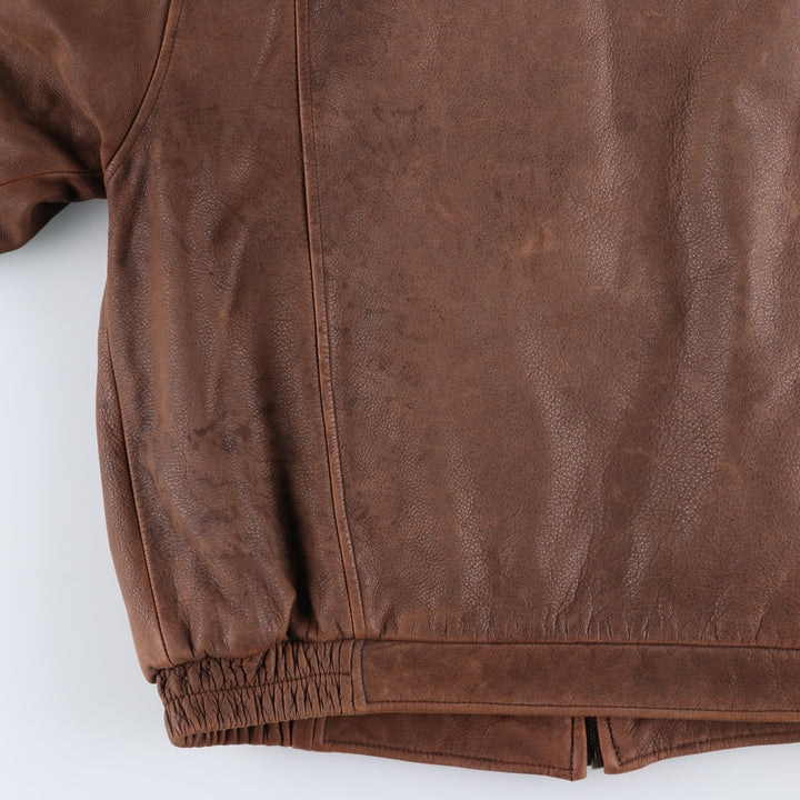 Craft and Barrow CROFT AND BARROW Swing Top Padded Leather Blouson, Men's Size L genuine leather brown type Vintage Second Hand