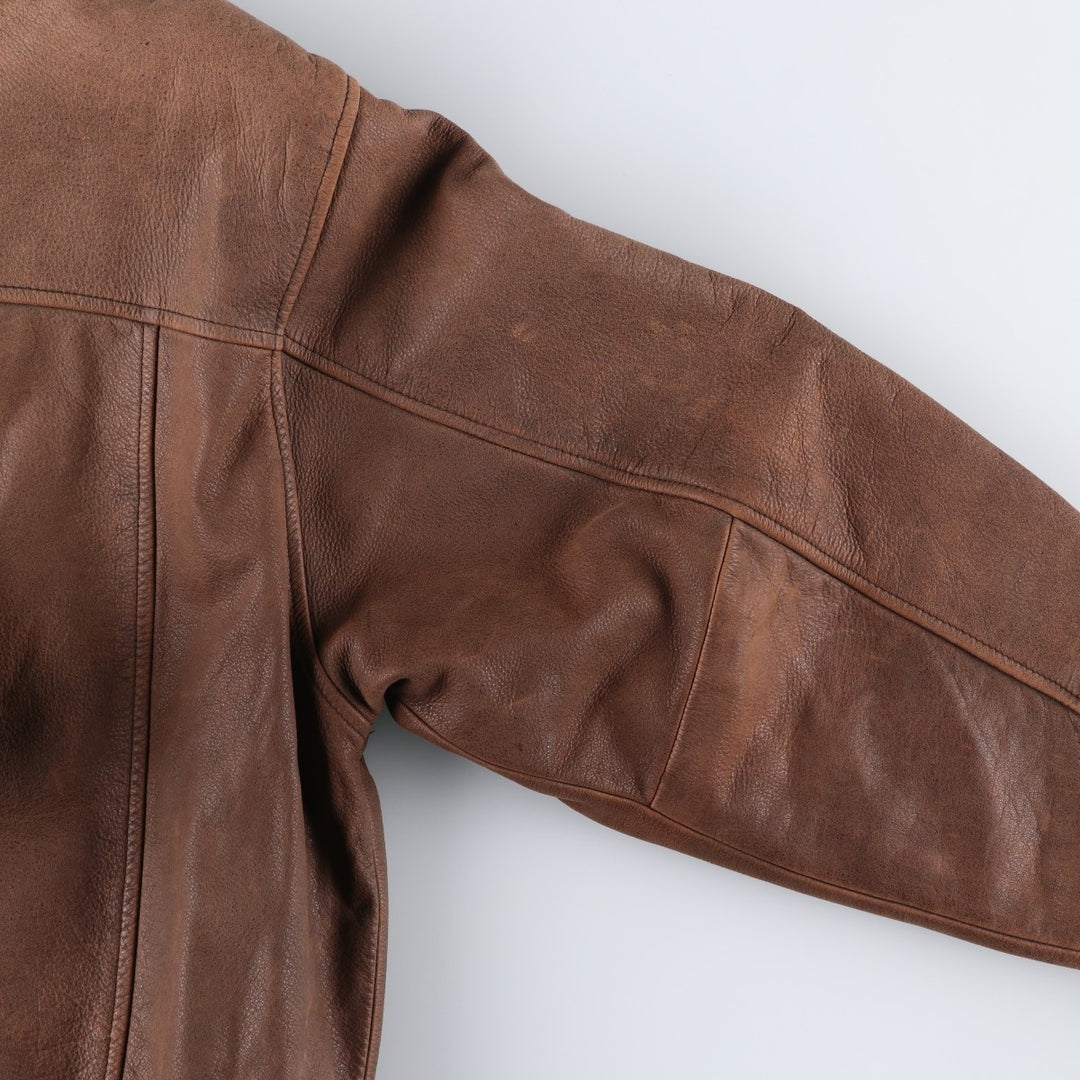 Craft and Barrow CROFT AND BARROW Swing Top Padded Leather Blouson, Men's Size L genuine leather brown type Vintage Second Hand