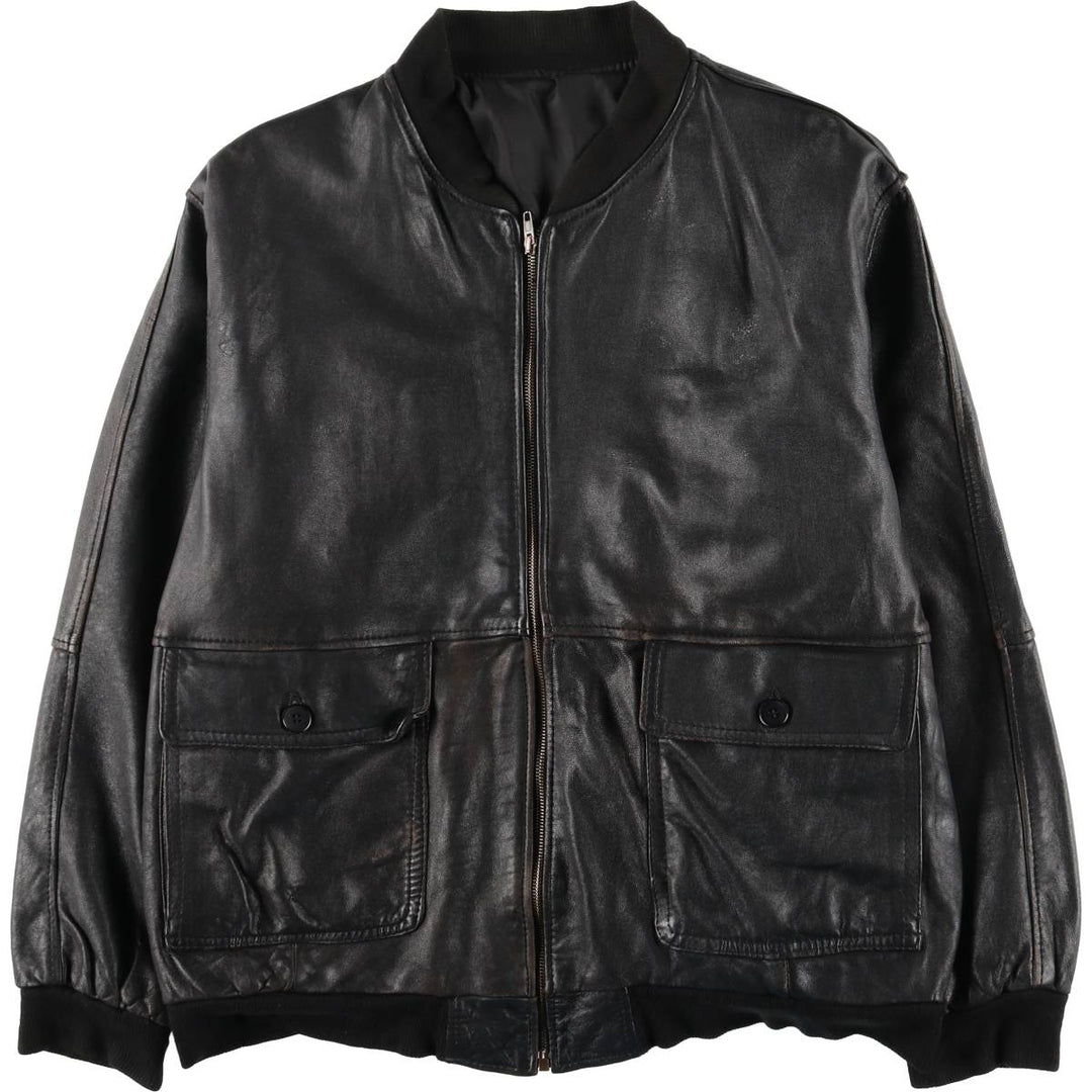 World Class Leather Blouson, Men's Size L (approx.) unclear black type Vintage Second Hand