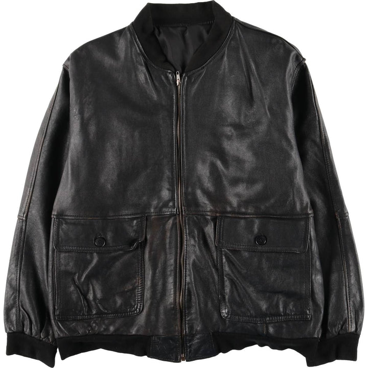 World Class Leather Blouson, Men's Size L (approx.) unclear black type Vintage Second Hand