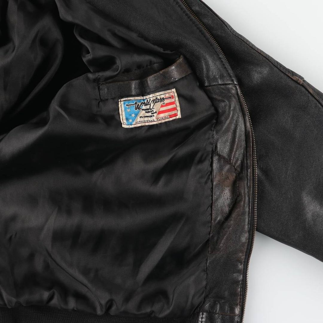 World Class Leather Blouson, Men's Size L (approx.) unclear black type Vintage Second Hand