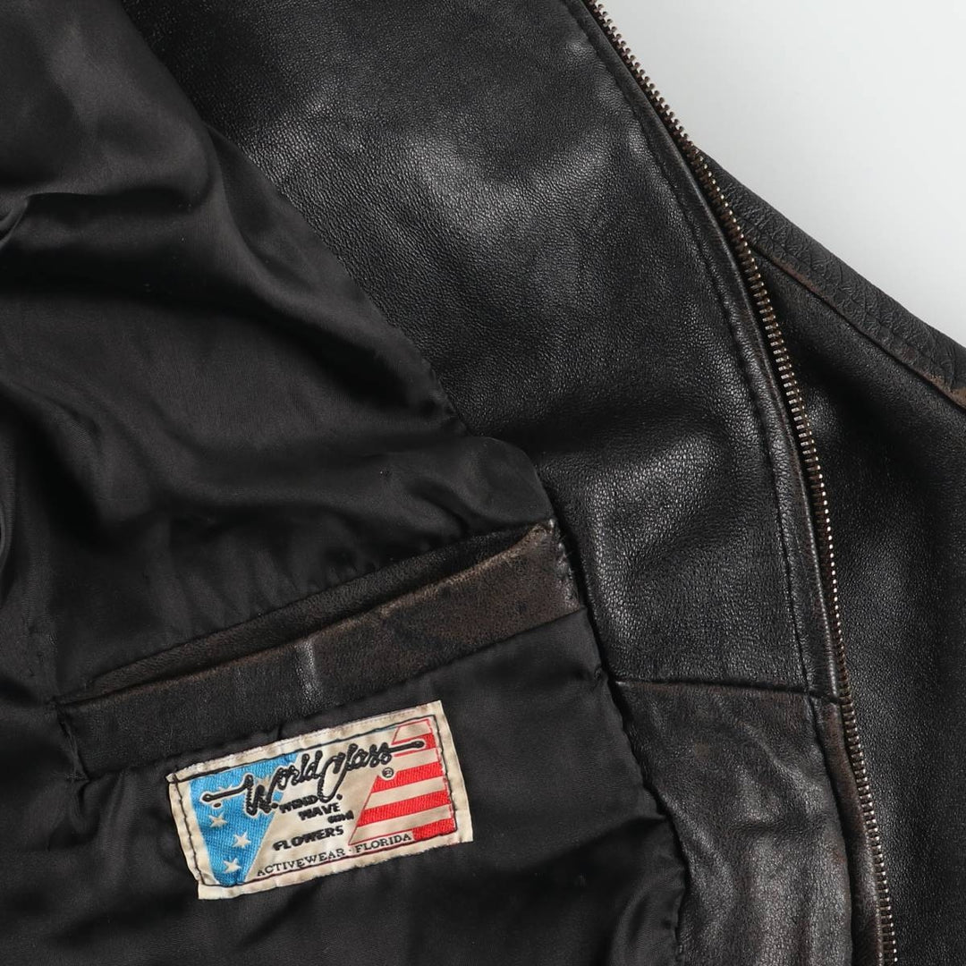 World Class Leather Blouson, Men's Size L (approx.) unclear black type Vintage Second Hand