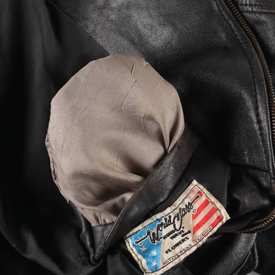 World Class Leather Blouson, Men's Size L (approx.) unclear black type Vintage Second Hand