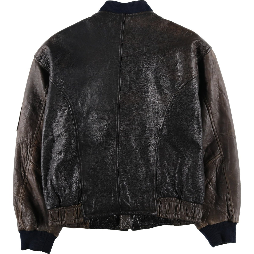 IOU Padded Leather Blouson, Men's Size L genuine leather brown type Vintage Second Hand