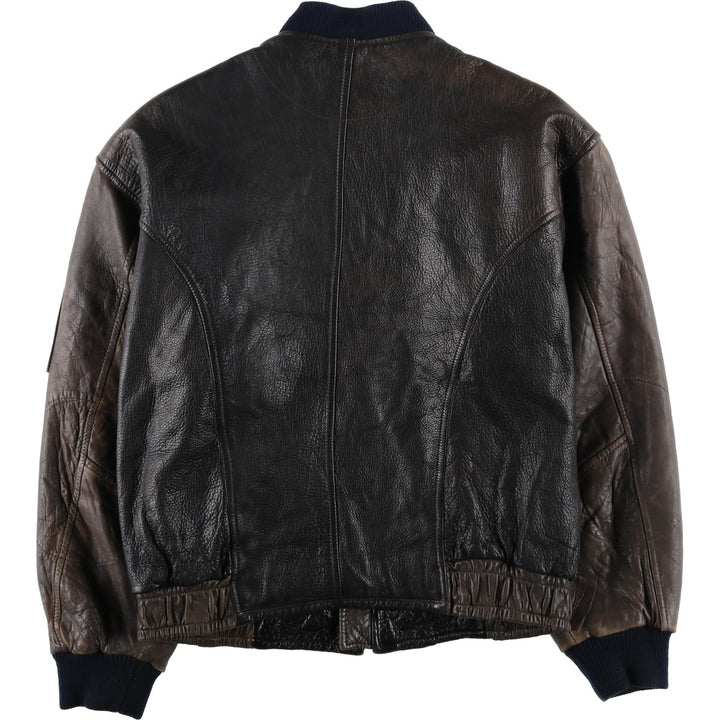IOU Padded Leather Blouson, Men's Size L genuine leather brown type Vintage Second Hand