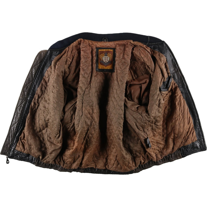 IOU Padded Leather Blouson, Men's Size L genuine leather brown type Vintage Second Hand