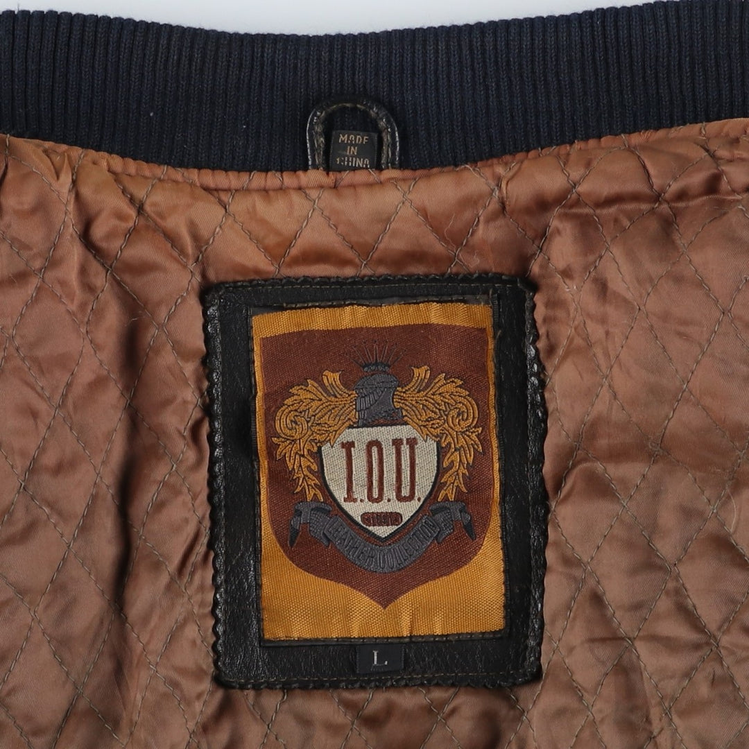 IOU Padded Leather Blouson, Men's Size L genuine leather brown type Vintage Second Hand