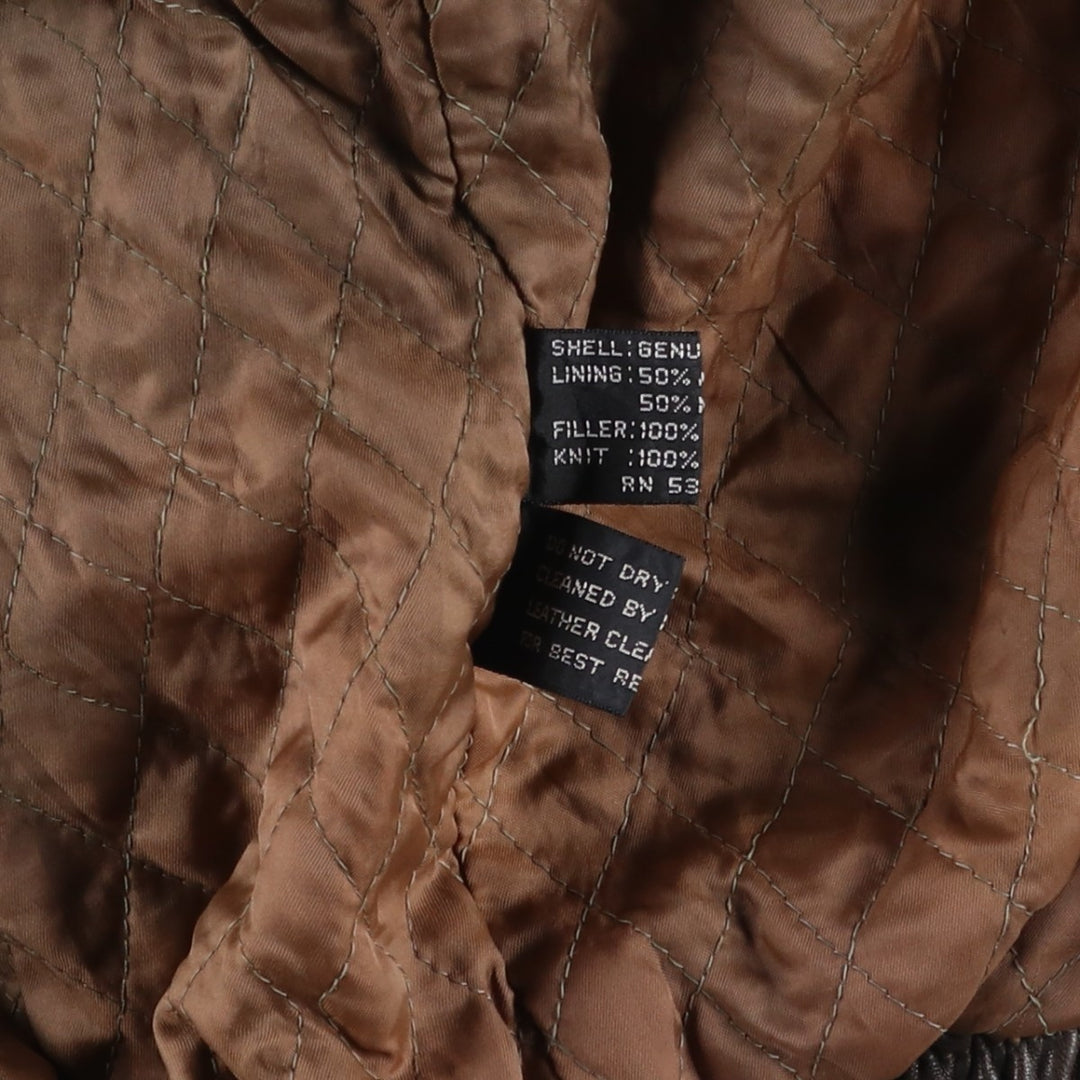 IOU Padded Leather Blouson, Men's Size L genuine leather brown type Vintage Second Hand