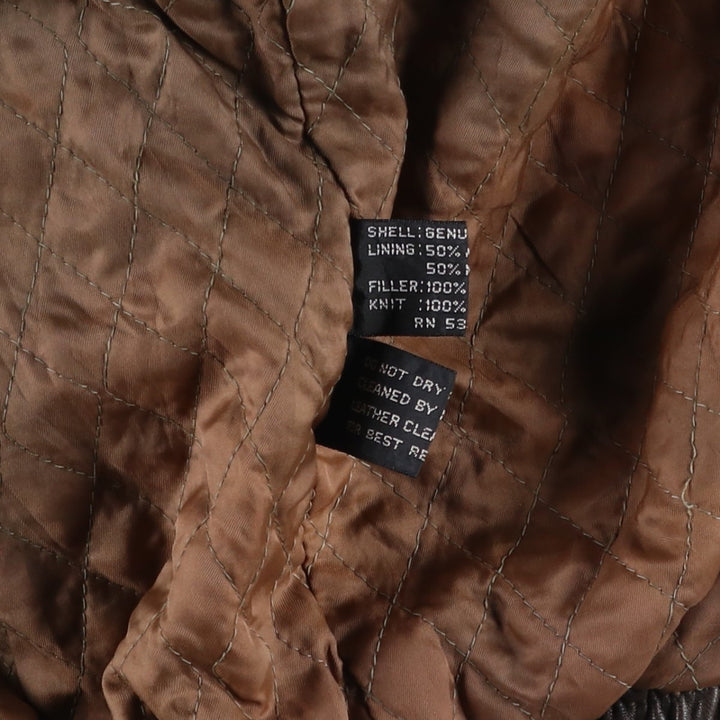 IOU Padded Leather Blouson, Men's Size L genuine leather brown type Vintage Second Hand
