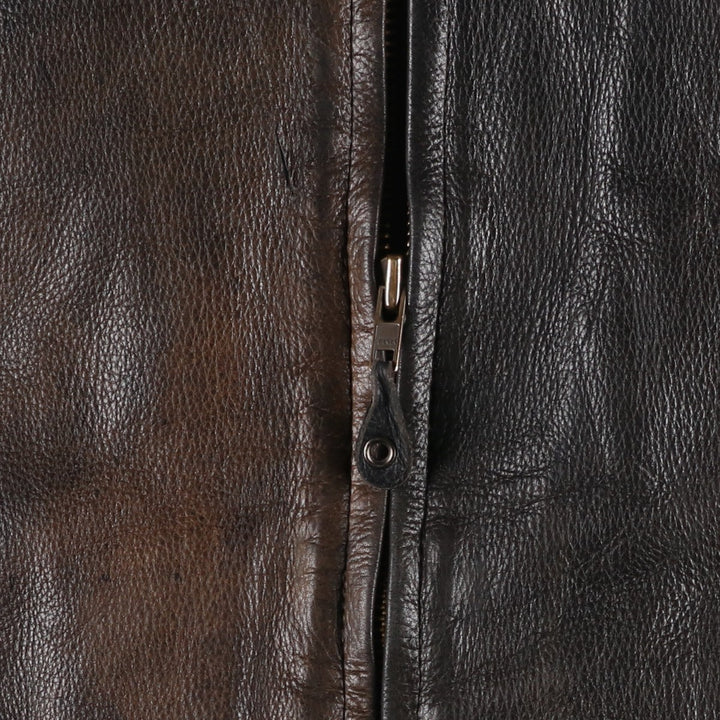 IOU Padded Leather Blouson, Men's Size L genuine leather brown type Vintage Second Hand
