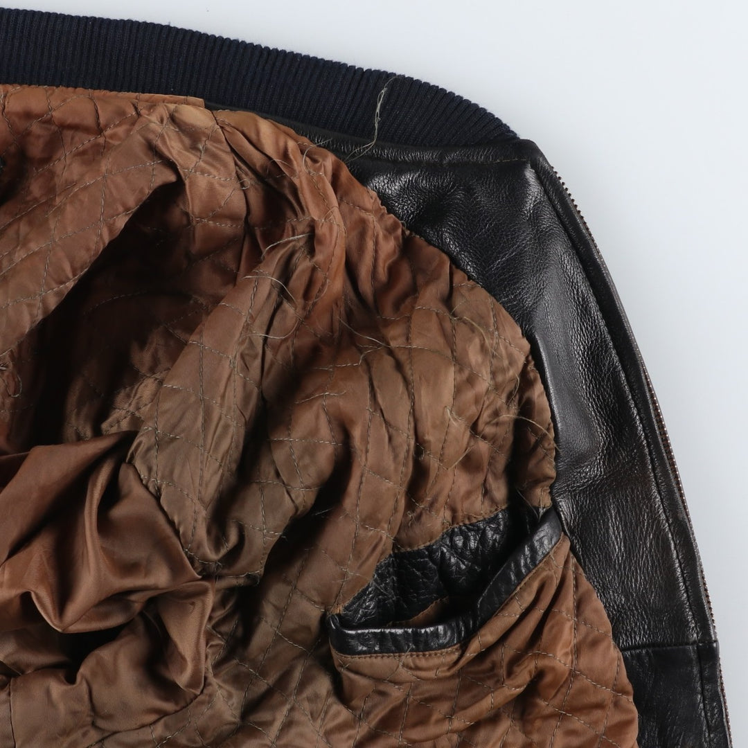 IOU Padded Leather Blouson, Men's Size L genuine leather brown type Vintage Second Hand