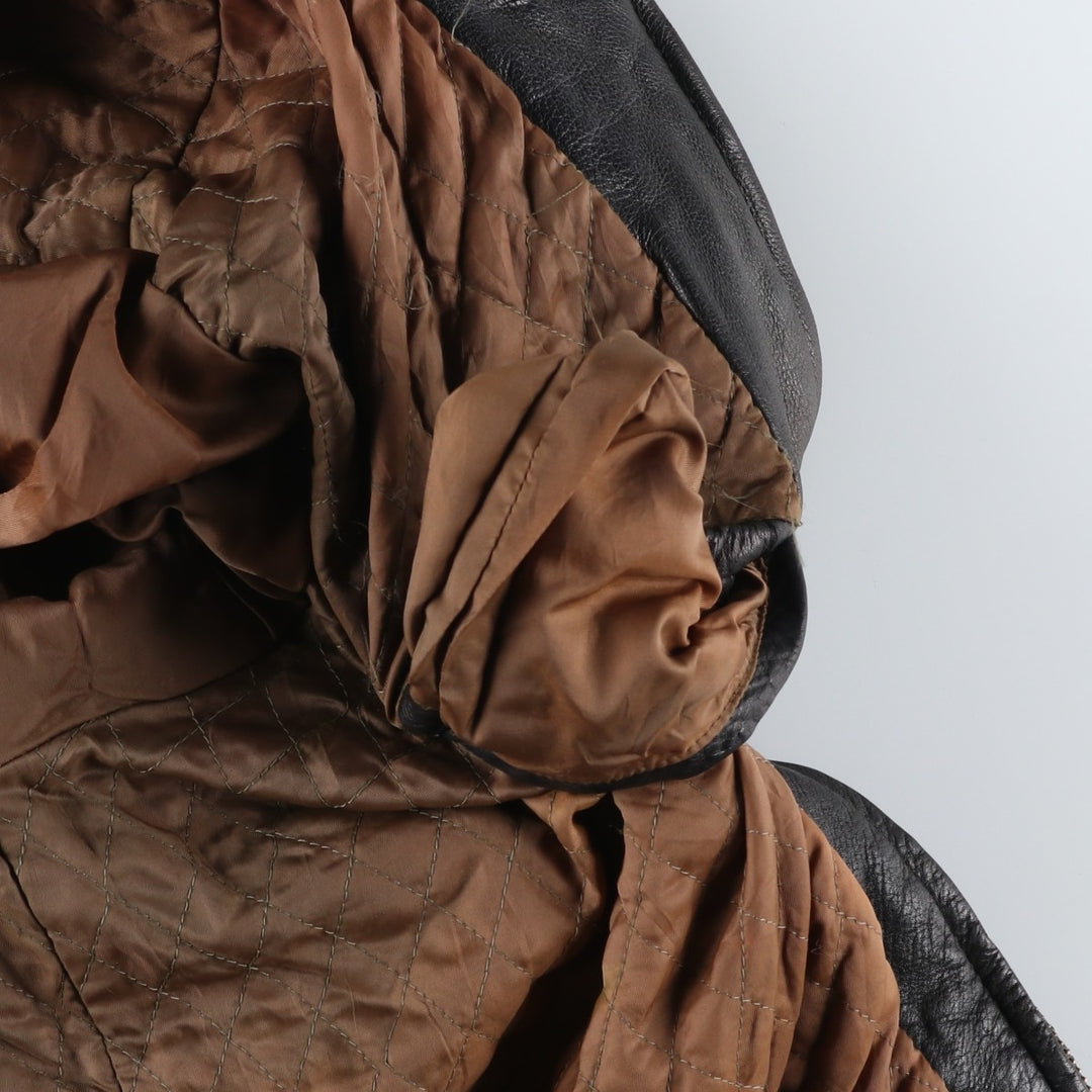 IOU Padded Leather Blouson, Men's Size L genuine leather brown type Vintage Second Hand