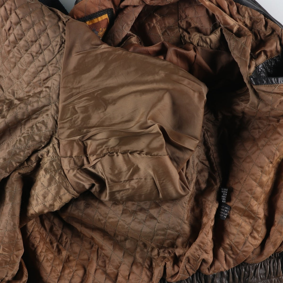 IOU Padded Leather Blouson, Men's Size L genuine leather brown type Vintage Second Hand