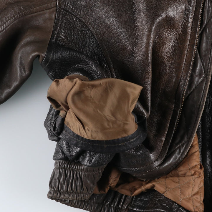 IOU Padded Leather Blouson, Men's Size L genuine leather brown type Vintage Second Hand