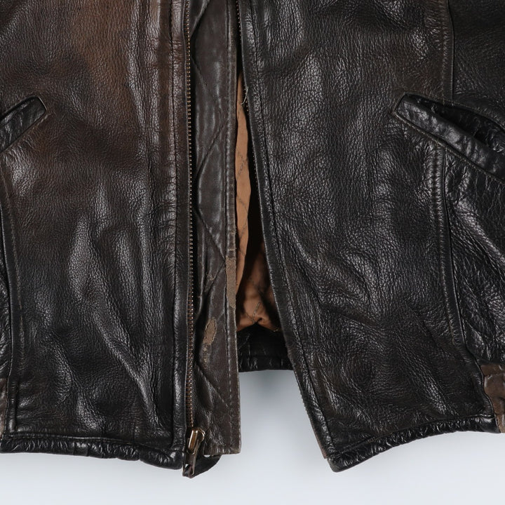 IOU Padded Leather Blouson, Men's Size L genuine leather brown type Vintage Second Hand