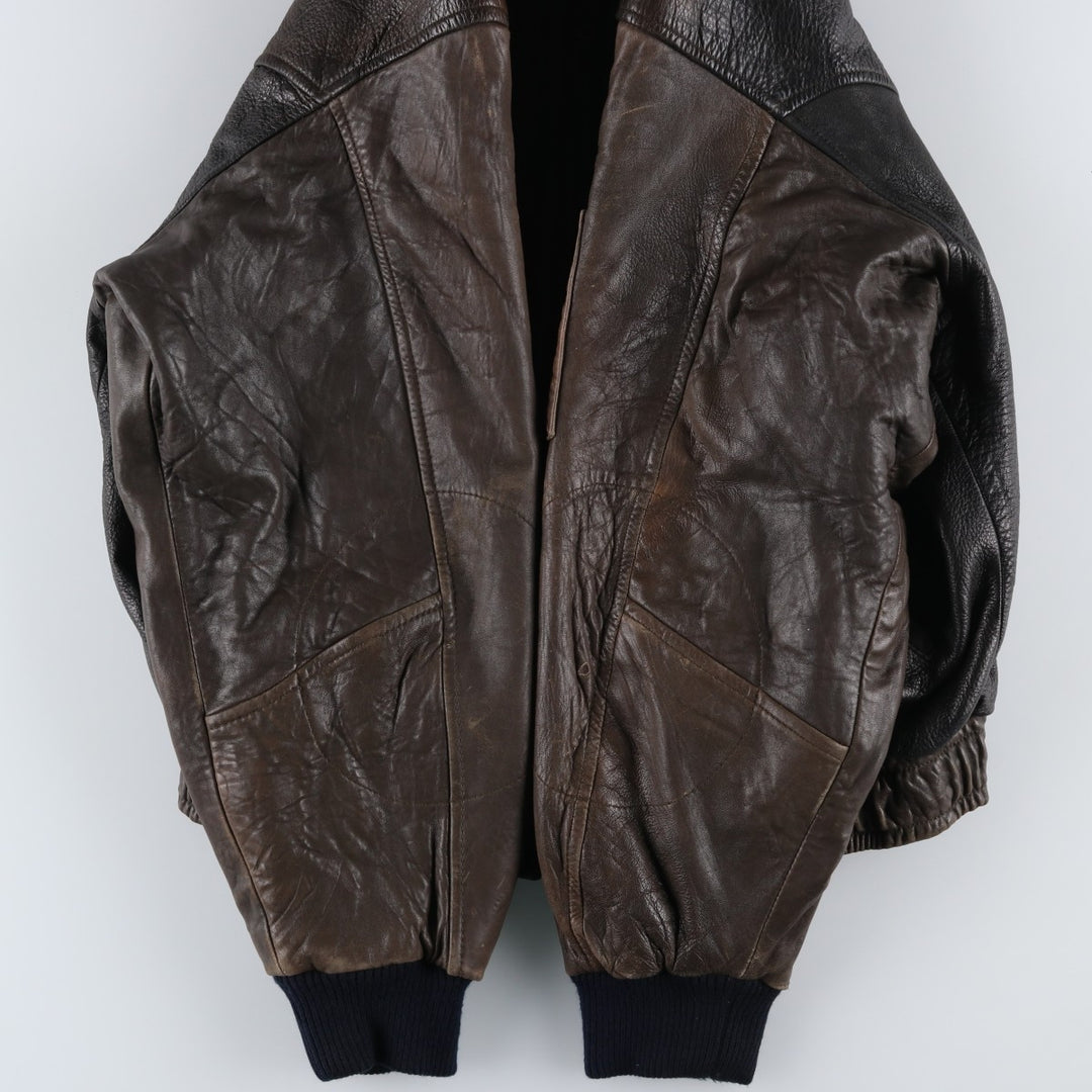 IOU Padded Leather Blouson, Men's Size L genuine leather brown type Vintage Second Hand