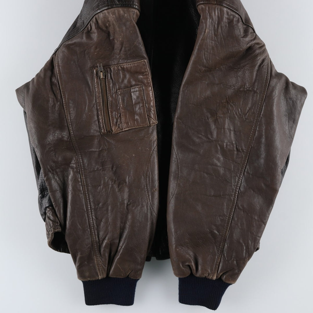 IOU Padded Leather Blouson, Men's Size L genuine leather brown type Vintage Second Hand