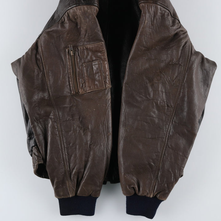 IOU Padded Leather Blouson, Men's Size L genuine leather brown type Vintage Second Hand