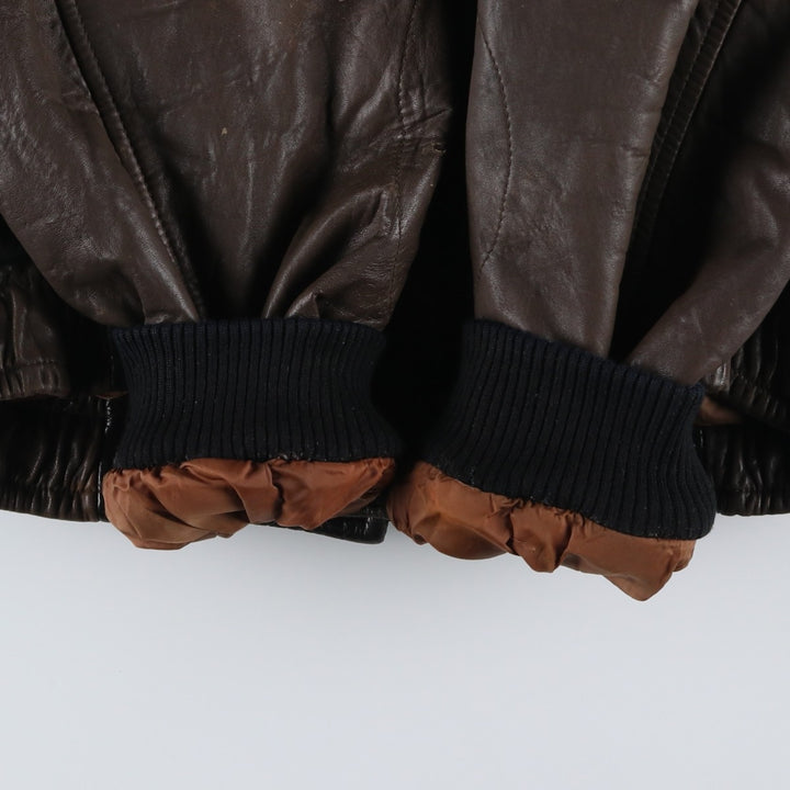 IOU Padded Leather Blouson, Men's Size L genuine leather brown type Vintage Second Hand