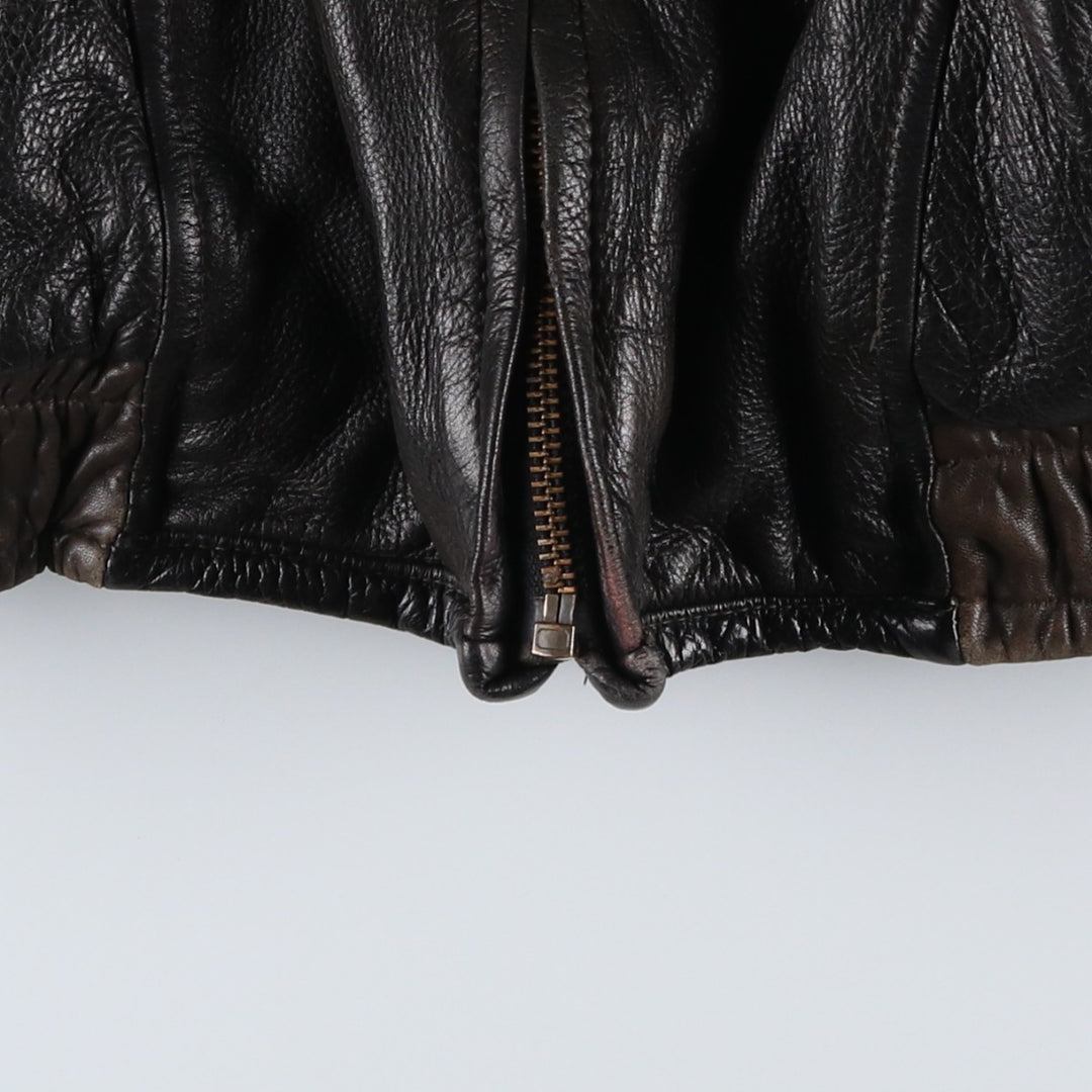 IOU Padded Leather Blouson, Men's Size L genuine leather brown type Vintage Second Hand