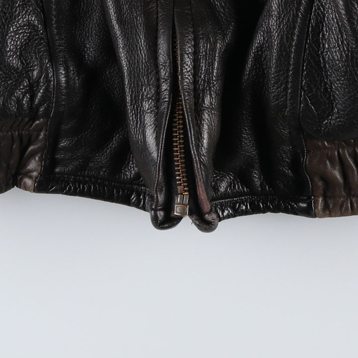 IOU Padded Leather Blouson, Men's Size L genuine leather brown type Vintage Second Hand