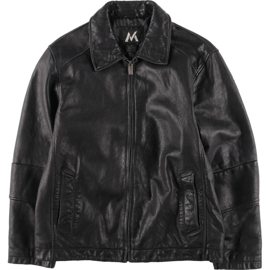 MONTEDORO Swing Top Type Padded Leather Blouson, Men's Size M (approx.) genuine leather black type Vintage Second Hand