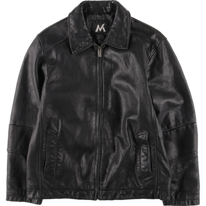 MONTEDORO Swing Top Type Padded Leather Blouson, Men's Size M (approx.) genuine leather black type Vintage Second Hand