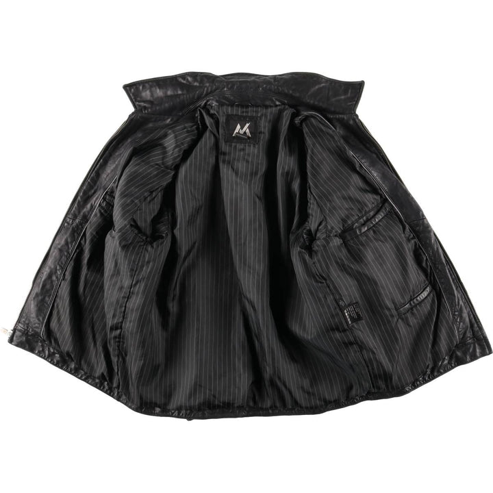 MONTEDORO Swing Top Type Padded Leather Blouson, Men's Size M (approx.) genuine leather black type Vintage Second Hand