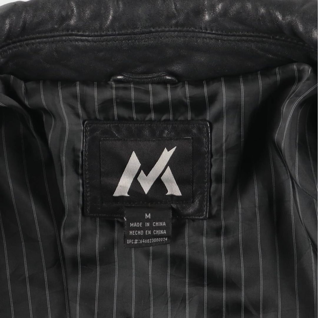 MONTEDORO Swing Top Type Padded Leather Blouson, Men's Size M (approx.) genuine leather black type Vintage Second Hand